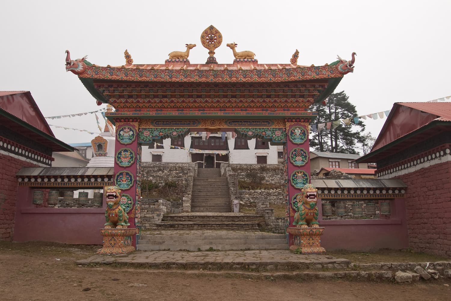 The carved and painted entrance gate of Tengboche Monastery